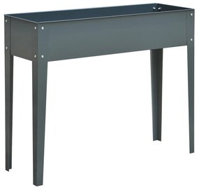 Outsunny Floreira elevada retangular para plantas vegetais e flores com 3 orifícios de drenagem 100x30x80 cm Cinza | Aosom Portugal