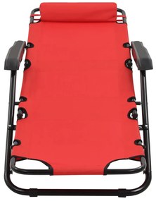 Espreguiçadeiras dobráveis c/ apoio de pés 2 pcs aço vermelho