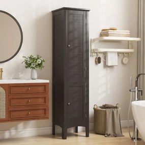 Armário para casa de banho ou cozinha 37 x 37 x 160 cm com 5 níveis de armazenamento Castanho