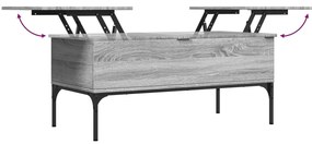 Mesa de centro 100x50x45cm derivados madeira/metal cinza sonoma