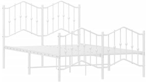 Estrutura de cama com cabeceira e pés 120x200 cm metal branco