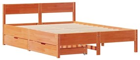 Cama sem colchão 140x190 cm pinho maciço castanho-mel