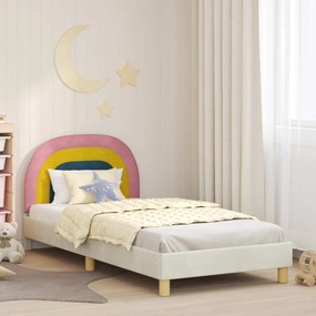 vidaXL Estrutura de Cama Infantil com Cabeceira Creme 90 x 190 cm
