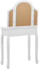 Toucador c/ banco 65x36x128 cm MDF e madeira paulownia branco