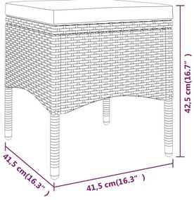5 pcs conjunto de jantar p/ jardim vime PE castanho