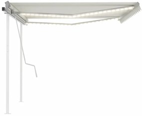 Toldo retrátil manual com luzes LED 4,5x3 m cor creme