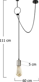 Chandelier Sirin – Preto Níquel – 60 x 5 cm