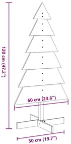 Árvore de Natal decorativa 120cm madeira de pinho maciça branco