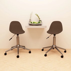 vidaXL Cadeiras de jantar giratórias 2 pcs tecido castanho