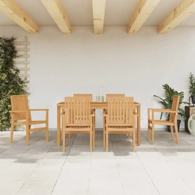 vidaXL Conjunto de jantar para jardim 7 pcs madeira de teca maciça