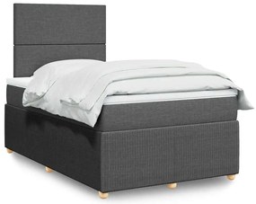 Cama boxspring com colchão 120x190 cm tecido cinzento-escuro