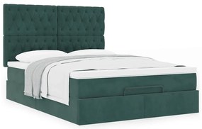 Estrutura cama otomana colchões 140x200 cm veludo verde escuro