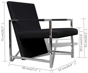 Poltronas com estrutura cromada 2 pcs couro artificial preto