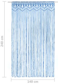 Cortina macramé 140x240 cm algodão azul