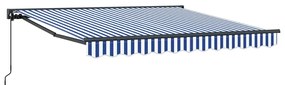 Toldo Retrátil Azul e Branco 300x250 cm Poliéster e Alumínio