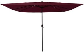 Guarda-sol com Luzes LED 295x245 cm Vermelho Bordeaux