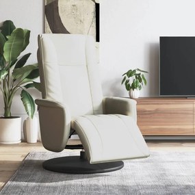 vidaXL Cadeira reclinável com apoio de pés couro artificial cor creme