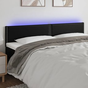 Cabeceira de cama c/ LED couro artificial 160x5x78/88 cm preto