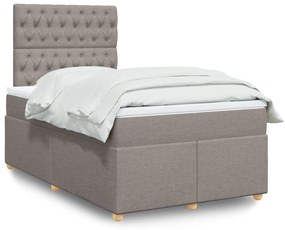 vidaXL Cama com molas/colchão 120x200 cm tecido castanho-acinzentado