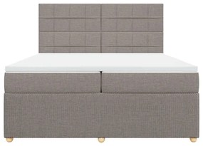 Cama com molas/colchão 200x200 cm tecido castanho-acinzentado