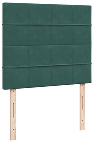 Cama boxspring com colchão 120x200 cm veludo verde-escuro