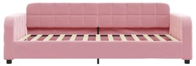 Sofá-cama com colchão 100x200 cm veludo rosa