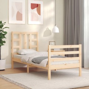 vidaXL Estrutura cama de solteiro pequena c/ cabeceira madeira maciça