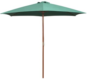 vidaXL Guarda-sol com mastro em madeira 270x270 cm verde
