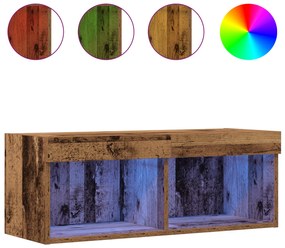 Armário de TV vidaXL com Luzes LED Madeira Antiga 80x30x30 cm