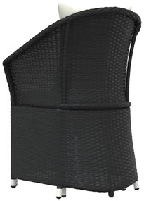 2 pcs conjunto lounge de jardim c/ almofadões vime PE preto