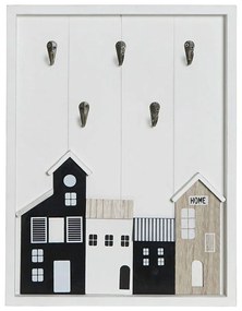 Porta-Chaves DKD Home Decor Preto Madeira MDF Branco (30 x 4 x 40 cm)