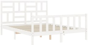 Estrutura de cama King Size com cabeceira madeira maciça branco