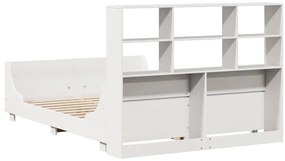 Cama com estante sem colchão 140x190 cm madeira maciça branco