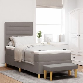 Cama Box com Colchão e Banco Taupe 100x200 cm Tecido