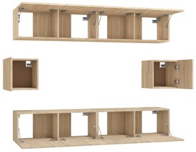 Conjunto móveis de TV 6 pcs madeira processada carvalho sonoma