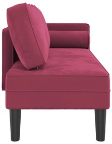 Chaise longue com almofadões veludo vermelho tinto