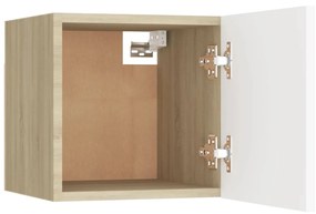 Móveis de TV parede 2 pcs 30,5x30x30cm branco e carvalho sonoma