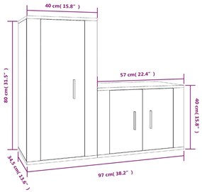 2 pcs conjunto móveis de TV derivados de madeira branco