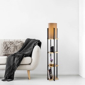 Candeeiro de Pé 7116 – Preto e Dourado – 25 x 25 x 130 cm
