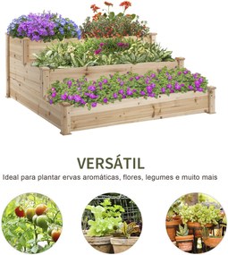 Caixa de Plantio de Madeira Caixa de Plantio de Jardim com 3 Níveis De