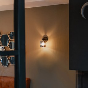 Candeeiro de teto Art Deco preto com vidro fumê ajustável - Laura Art Deco