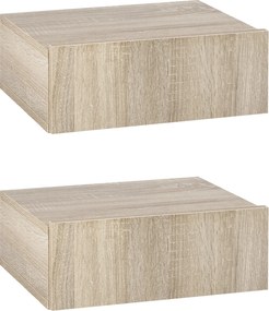 HOMCOM Conjunto Mesas Cabeceira 2 Gavetas Estilo Moderno Montadas Parede Dormitório Práticas Compactas 40x30x15cm Madeira Resistente | Aosom Portugal