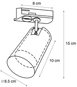 Foco moderno bronze escuro com vidro transparente para sistema de calhas monofásico - Iconic Lloyd Moderno