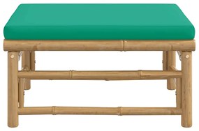 Apoio de pés p/ jardim bambu c/ almofadão verde