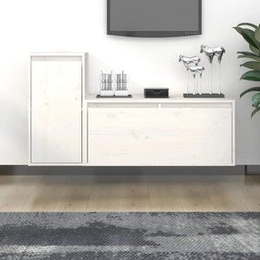 vidaXL Móveis de TV 2 pcs madeira de pinho maciça branco