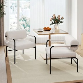 Poltrona moderna acolchoada com apoios de braços branca