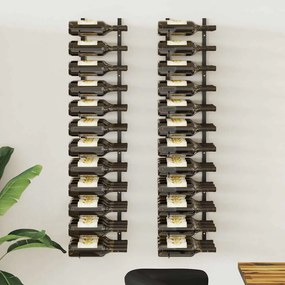vidaXL Garrafeiras de parede para 72 garrafas 2 pcs ferro preto