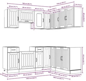 11 peças armário de cozinha conjunto Lucca branco