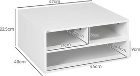 Organizador de secretária com 3 compartimentos para material de escritório e suporte para impressora, 47 x 40 x 22,5 cm  branco