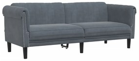 3 pcs conjunto de sofás veludo cinzento-escuro